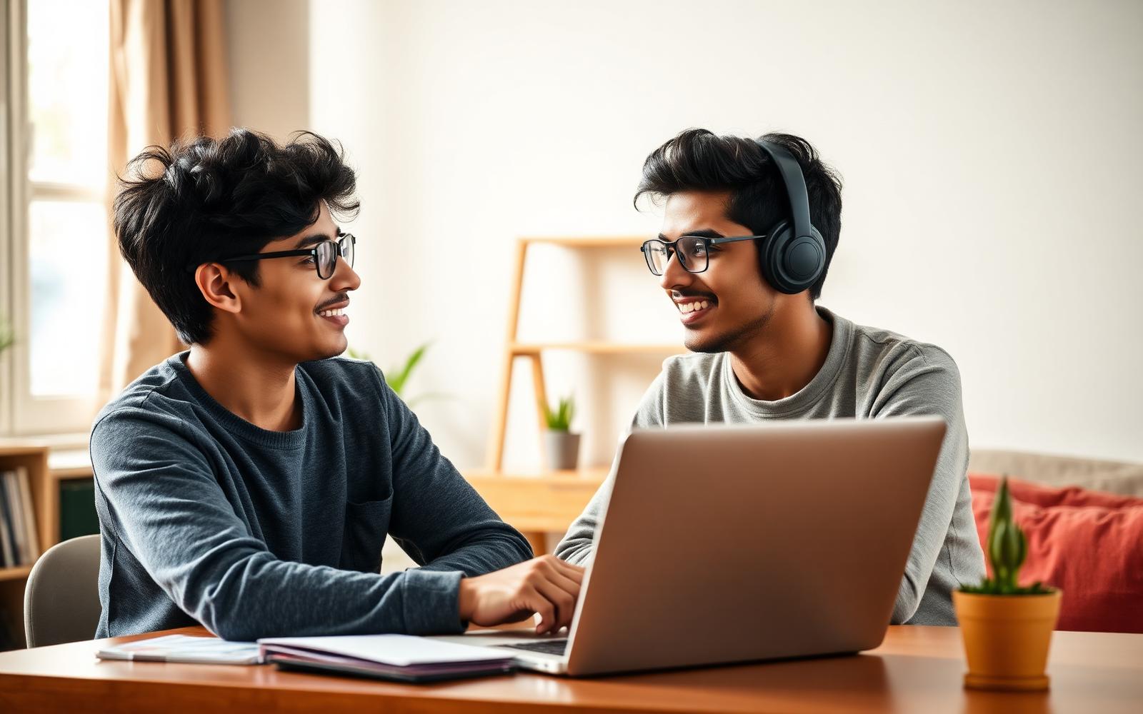 A student on a video call with an industry mentor from their home study
